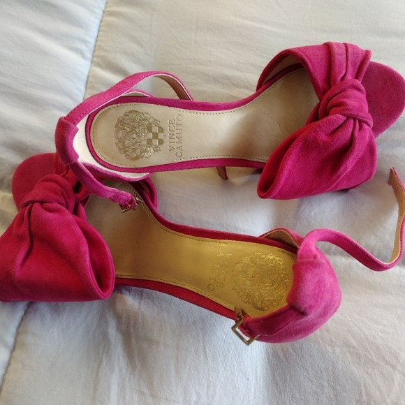 Vince Camuto Shoes - Vince Camuto Nestey suede sandals pink  ankle strap with bow